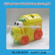 Cute ceramic piggy bank for kids,ceramic train money bank for wholesale